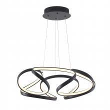Bethel International OC08C27B - 5-Light Matte Black LED Chandelier With White Acrylic Diffusers
